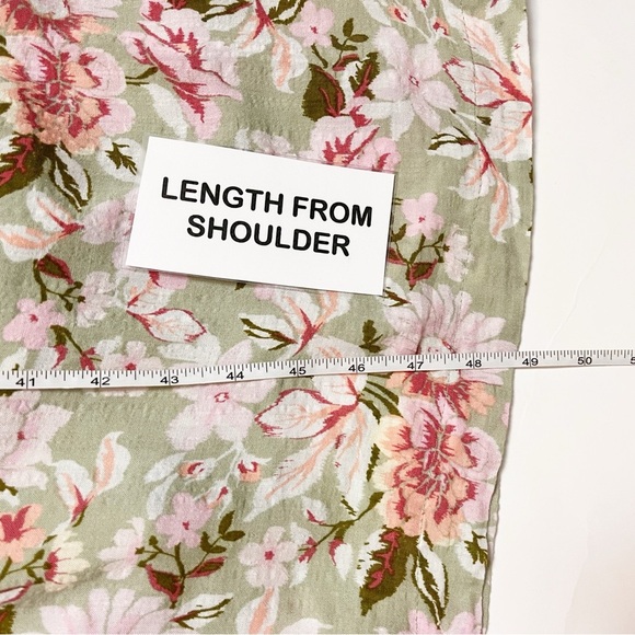 En Saison Maris Green Floral Midi Dress Medium tie back ruffle flowy retro sage - Picture 11 of 13